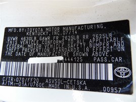 2014 Toyota Camry SE White 2.5L AT #Z22867